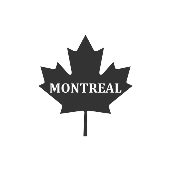 Hoja de arce canadiense con nombre de ciudad icono de Montreal aislado. Diseño plano. Ilustración vectorial — Vector de stock