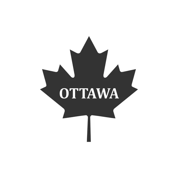 Canadian maple leaf with city name Ottawa icon isolated. Flat design. Vector Illustration — Stock Vector