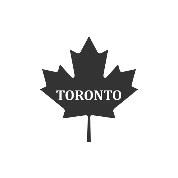 Foglia d'acero canadese con l'icona di Toronto isolata. Design piatto. Illustrazione vettoriale — Vettoriale Stock