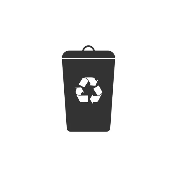 Lixeira com ícone de símbolo de reciclagem isolado. Ícone da lata de lixo. Design plano. Ilustração vetorial — Vetor de Stock