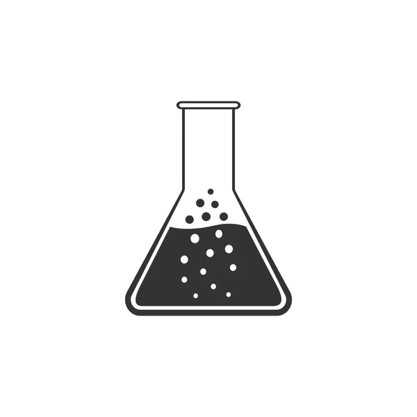 Tubo e frasco de ensaio - ícone de ensaio químico em laboratório isolado. Design plano. Ilustração vetorial — Vetor de Stock