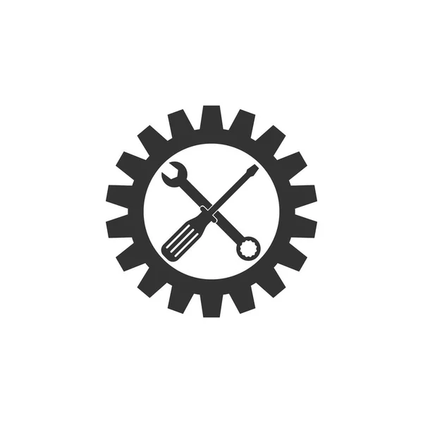 Maintenance symbol - screwdriver, spanner and cogwheel icon isolated. Service tool symbol. Setting icon. Flat design. Vector Illustration — Stock Vector