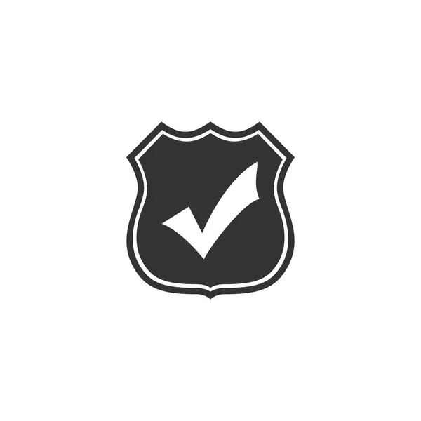 Escudo con icono de marca de verificación aislado. Diseño plano. Ilustración vectorial — Vector de stock