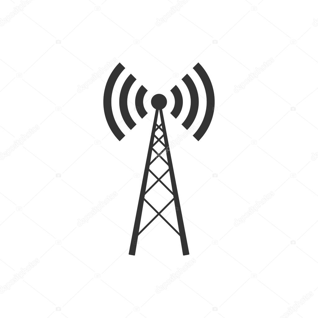 Antenna icon isolated. Radio antenna wireless. Technology and network signal radio antenna. Flat design. Vector Illustration