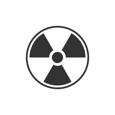 Radyoaktif simge izole edildi. Radyoaktif toksik sembol. Radyasyon Tehlikesi işareti. Düz tasarım. Vektör İllüstrasyonu