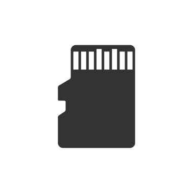 Micro Sd bellek kartı simgesi yalıtılmış. Düz tasarım. Vektör İllüstrasyonu