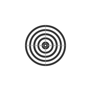 Çekim rekabet simgesi izole için hedef spor. Atış poligonu veya tabanca atışı için numaralarla hedefi temizleyin. Düz tasarım. Vektör İllüstrasyonu