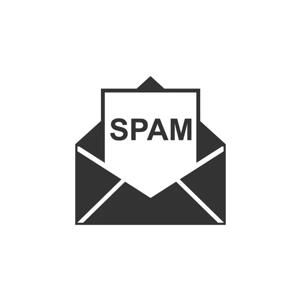 Yalıtılmış spam simgesi olan zarf. Virüs, korsanlık, hackleme ve güvenlik kavramı. Düz tasarım. Vektör İllüstrasyonu — Stok Vektör