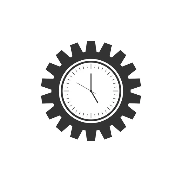 クロックギアアイコンを分離。時間管理シンボル。フラットなデザイン。ベクトルイラストレーション — ストックベクタ