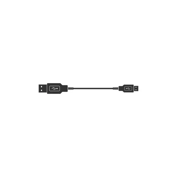 USB micro kabels icoon geïsoleerd. Connectors en sockets voor PC en mobiele apparaten. Computer randapparatuur connector of smartphone recharge levering. Plat ontwerp. Vector illustratie — Stockvector