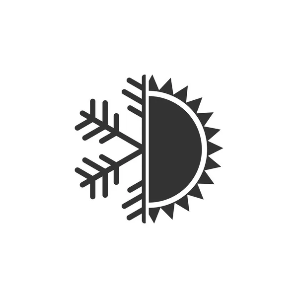 Varm och kall symbol. Sol och snowflake Icon isolerad. Vinter-och sommar symbol. Platt design. Vektor illustration — Stock vektor