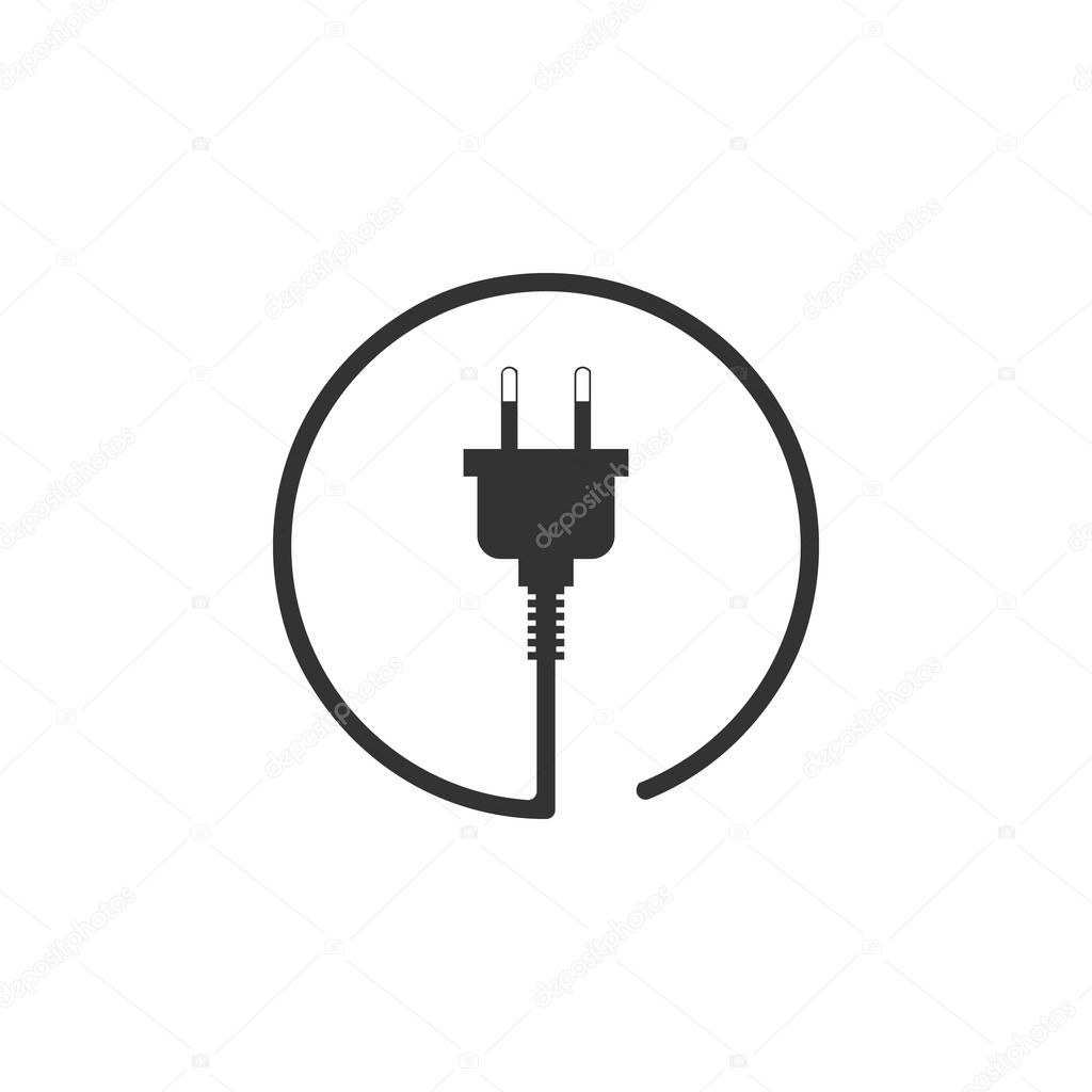 Electric plug icon isolated. Concept of connection and disconnection of the electricity. Flat design. Vector Illustration