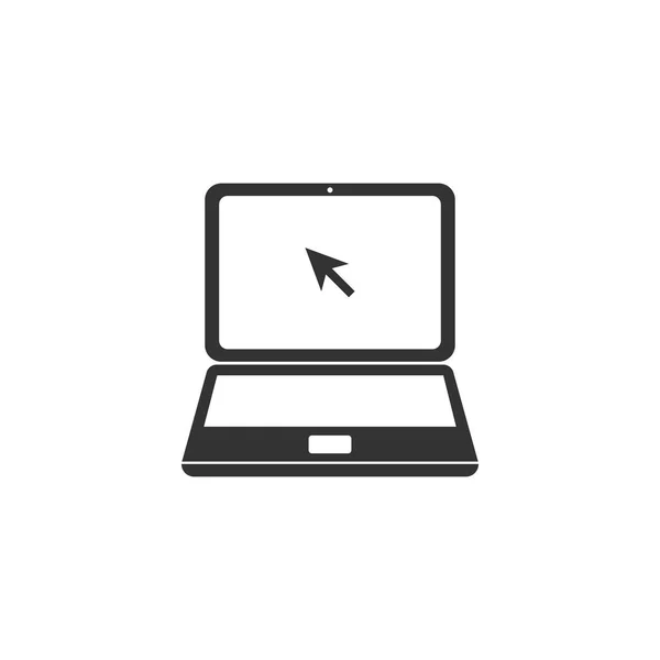 Laptop com ícone de cursor isolado. Design plano. Ilustração vetorial — Vetor de Stock