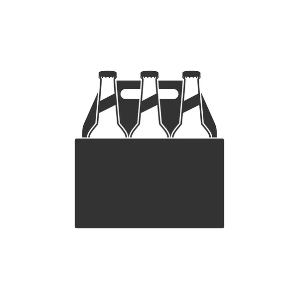包啤酒瓶图标隔离。箱箱啤酒盒标志。平面设计。矢量插图 — 图库矢量图片