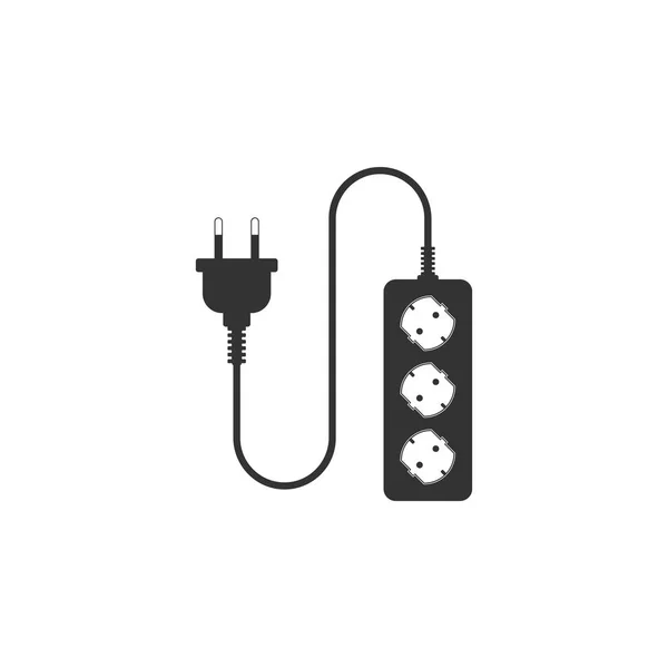 Elektrisch verlengsnoer icoon geïsoleerd. Stopcontact. Plat ontwerp. Vector illustratie — Stockvector