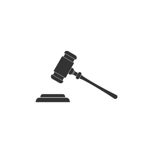 Icono del martillo del juez aislado. Martillo para la adjudicación de sentencias y proyectos de ley, corte, justicia, con un stand. Símbolo de martillo de subasta. Diseño plano. Ilustración vectorial — Vector de stock