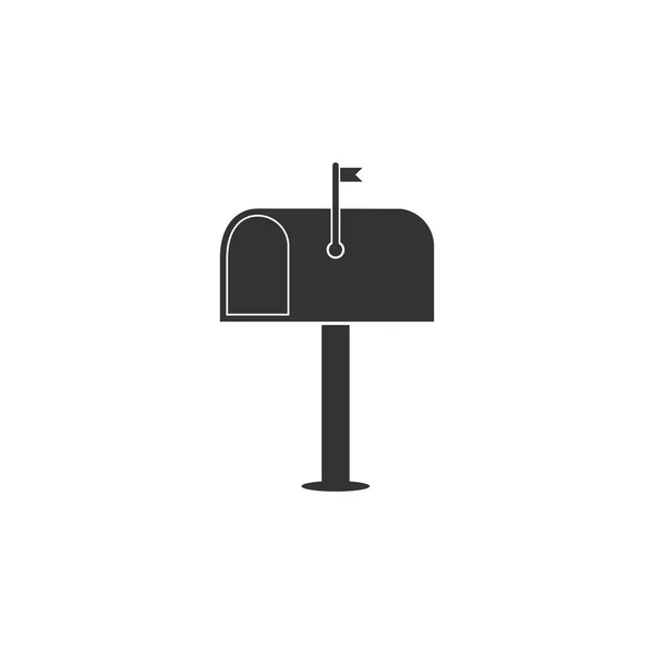 Icono de buzón aislado. Icono del buzón. Buzón de correo en poste con bandera. Diseño plano. Ilustración vectorial — Vector de stock