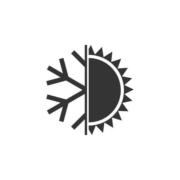 Símbolo frío y caliente. Icono de sol y copo de nieve aislado. Símbolo de invierno y verano. Diseño plano. Ilustración vectorial — Archivo Imágenes Vectoriales