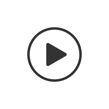 İzole oynatma simgesi. Düz tasarım. Vektör İllüstrasyonu