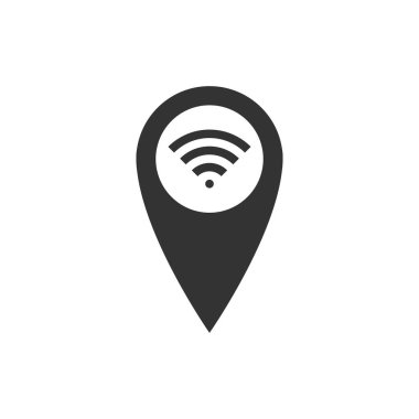 Wifi internet sinyali bağlantı simgesi yalıtılmış işaretçi haritası. Düz tasarım. Vektör İllüstrasyonu