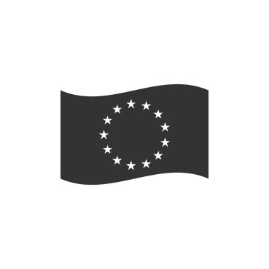 Avrupa Birliği simgesi yalıtılmış bayrağı. Ab daire sembolü. Avrupa Birliği bayrağını sallıyor. Düz tasarım. Vektör İllüstrasyonu