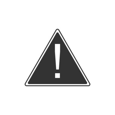 Üçgen simgesi yalıtılmış ünlem işareti. Tehlike uyarı işareti, dikkatli, dikkat, tehlike uyarısı önemli bilgi işareti. Düz tasarım. Vektör İllüstrasyonu