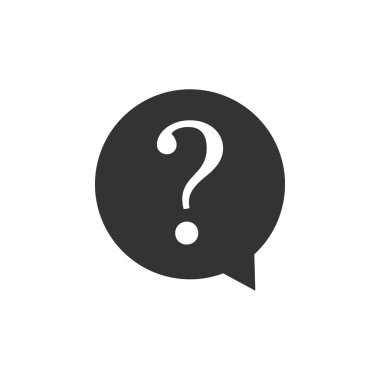 Daire simgesiya yalıtılmış soru işareti. Tehlike uyarı sembolü. Düz tasarım. Vektör İllüstrasyonu