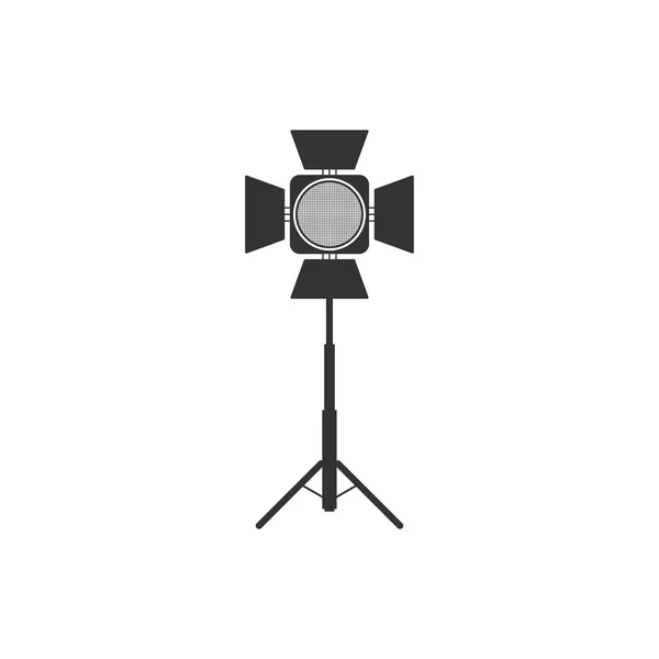 Spotlight filmpictogram geïsoleerd. Lichteffect. Scène, Studio, Toon. Platte ontwerp. Vectorillustratie — Stockvector