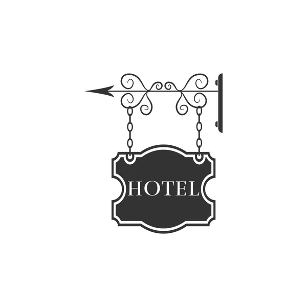 Letrero vintage publicidad al aire libre con texto Icono del hotel aislado. Diseño plano. Ilustración vectorial — Vector de stock