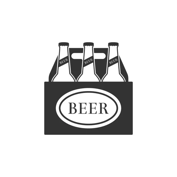 ビールボトルアイコンのパックを分離しました。ケースクレートビールボックスサイン。フラットなデザイン。ベクトルイラストレーション — ストックベクタ