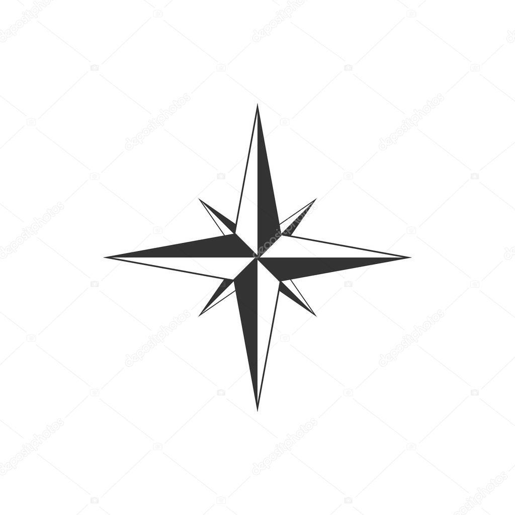 Wind rose icon isolated. Compass icon for travel. Navigation design. Flat design. Vector Illustration