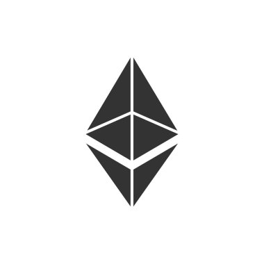 Cryptocurrency sikke Ethereum Eth simgesi izole. Fiziksel biraz para. Dijital para birimi. Altcoin sembolü. Blockchain tabanlı güvenli kripto para birimi. Düz tasarım. Vektör İllüstrasyonu