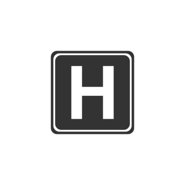 Hastane tabelası simgesi izole edilmiş. Düz tasarım. Vektör İllüstrasyonu