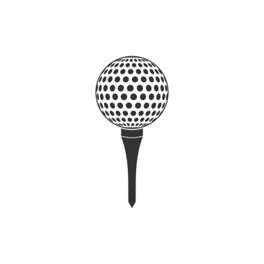 Tee simgesi izole golf topu. Düz tasarım. Vektör İllüstrasyonu