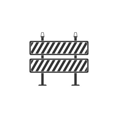 Yol bariyer simgesi izole. Yapım aşamasında olan kısıtlı alanın sembolü. Çit inşaat veya onarım işleri işareti. Engelli simgesi. Vektör İllüstrasyonu