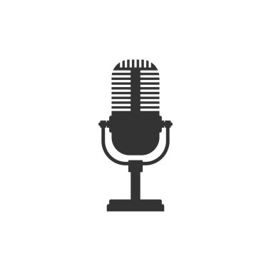Mikrofon simgesi yalıtılmış. Düz tasarım. Vektör İllüstrasyonu