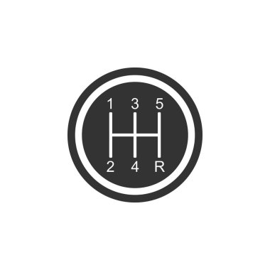 Vites değiştirici simgesi yalıtılmış. İletim simgesi. Düz tasarım. Vektör İllüstrasyonu