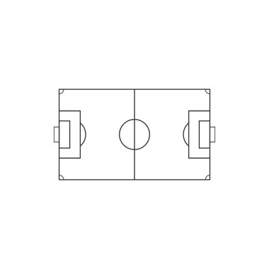 Futbol sahası veya futbol sahası simgesi izole. Düz tasarım. Vektör İllüstrasyonu