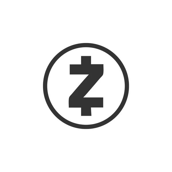 Kryptowährung Münze zcash zec Symbol isoliert. physische Bitcoin. Digitalwährung. Altmünzsymbol. Blockchain-basierte sichere Kryptowährung. flache Bauweise. Vektorillustration — Stockvektor
