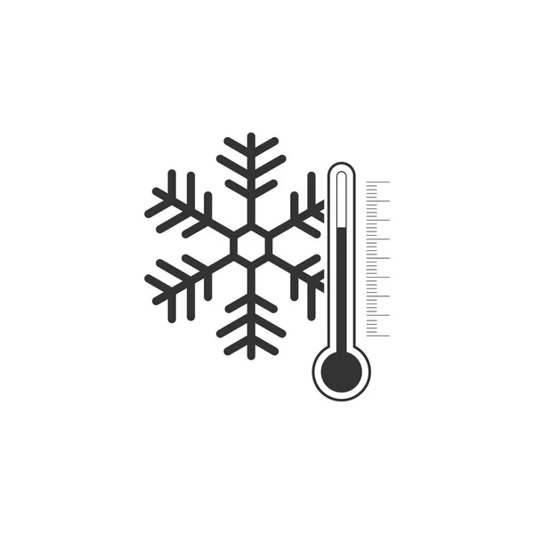 Thermometer met sneeuwvlok icoon geïsoleerd. Plat ontwerp. Vector illustratie — Stockvector