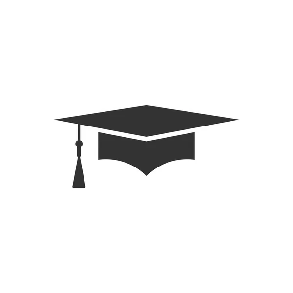 Icono de la tapa de graduación aislado. Sombrero de graduación con icono de borla. Diseño plano. Ilustración vectorial — Vector de stock