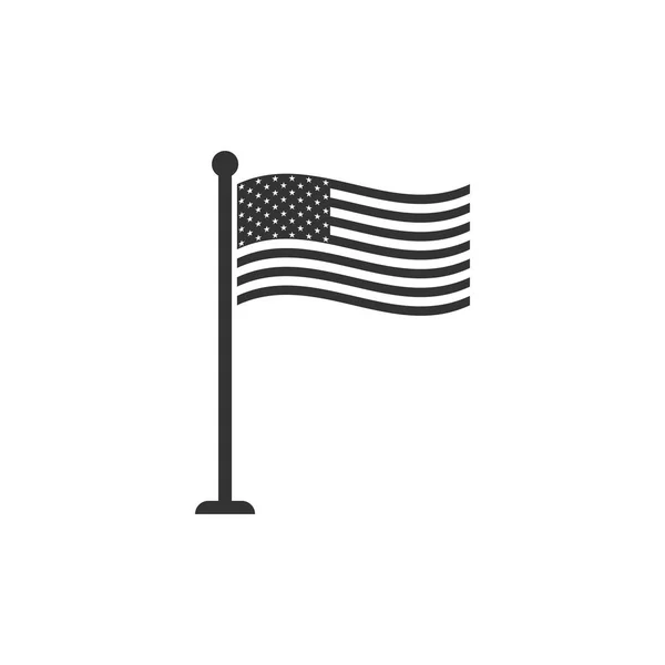 Bandeira nacional dos EUA no ícone do mastro isolado. Assinatura da bandeira americana. Design plano. Ilustração vetorial —  Vetores de Stock