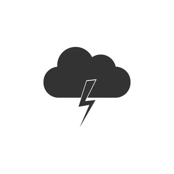 Icono de tormenta aislado. Nube y relámpago. Icono del tiempo de tormenta. Diseño plano. Ilustración vectorial — Vector de stock