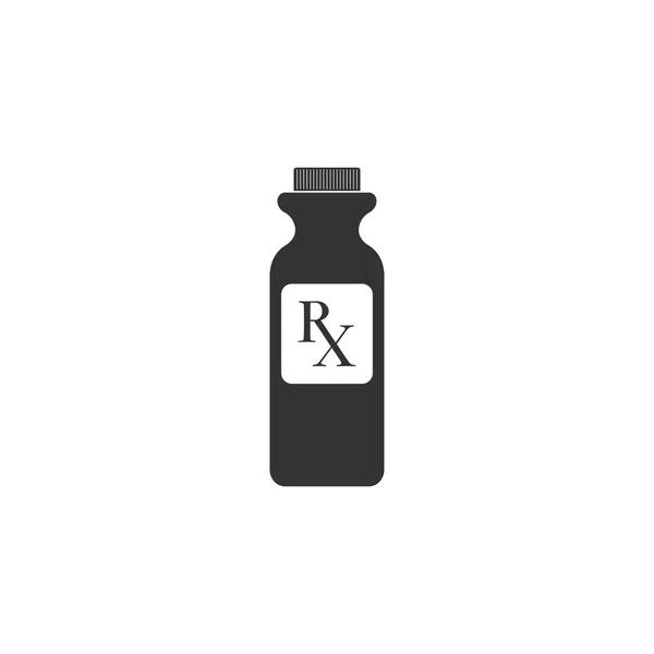 Pill palack Rx jel és tabletták ikon elszigetelt. Gyógyszertári tervezés. Rx a vényköteles szimbólum a kábítószer-gyógyszert palackot. Lapos kialakítás. Vektoros illusztráció — Stock Vector