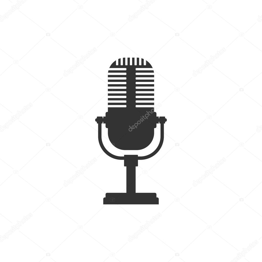 Microphone icon isolated. Flat design. Vector Illustration