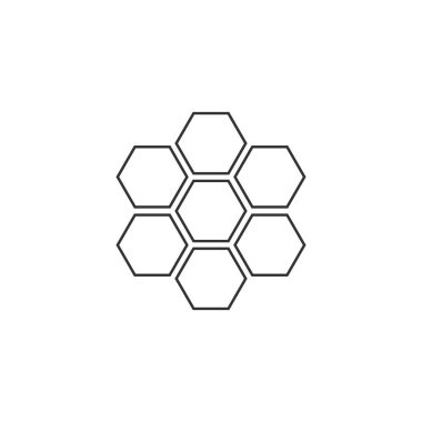 Petek işareti simgesi izole. Bal hücreleri sembolü. Tatlı doğal yemekler. Düz tasarım. Vektör İllüstrasyonu
