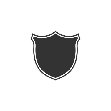 Kalkan simgesi izole edilmiş. Koruma işareti. Düz tasarım. Vektör İllüstrasyonu