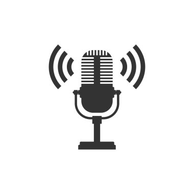 Mikrofon simgesi yalıtılmış. Hava radyo mikrofon mikrofon. Hoparlör işareti. Düz tasarım. Vektör İllüstrasyonu