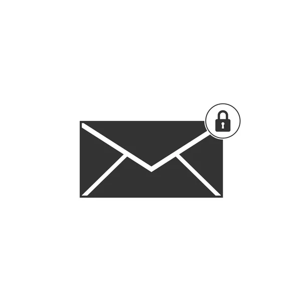 전자 메일 메시지 잠금 암호 아이콘이 격리되었습니다. 자물쇠 표지판이 있는 봉투. 개인 메일 및 보안, 보안, 보호, 개인 정보 보호 기호. 플랫 디자인. 벡터 일러스트레이션 — 스톡 벡터