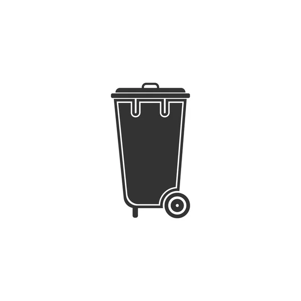 Papelera de reciclaje con icono aislado. Icono de bote de basura. Diseño plano. Ilustración vectorial — Vector de stock